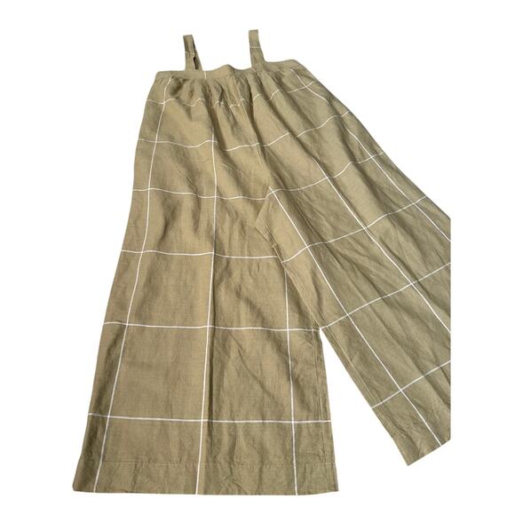 Madewell Plus Windowpane Super Wide Leg Jumpsuit Olive Surplus Size 16 - Picture 10 of 11